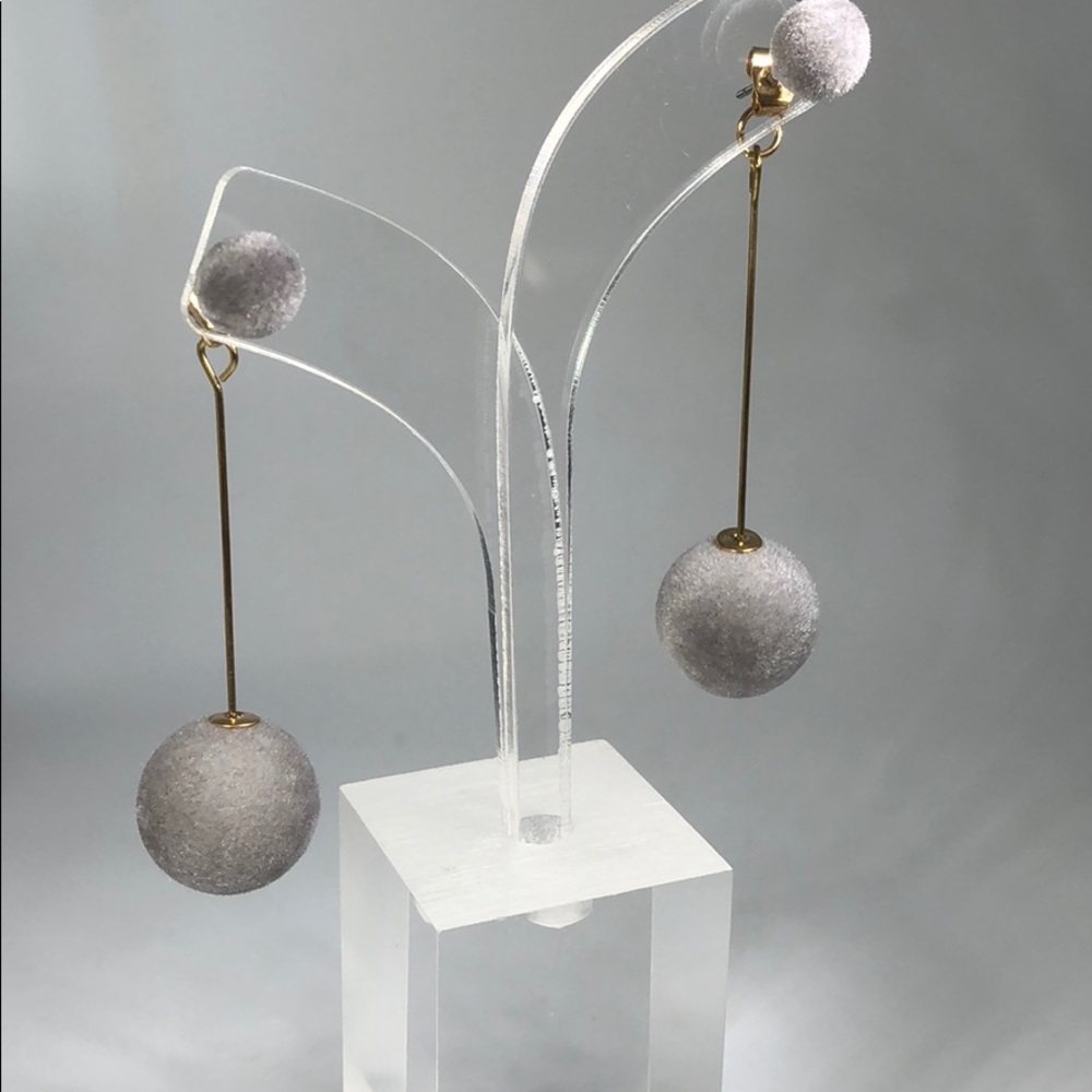 Gray Ball Gold Stick Dangle Earrings
